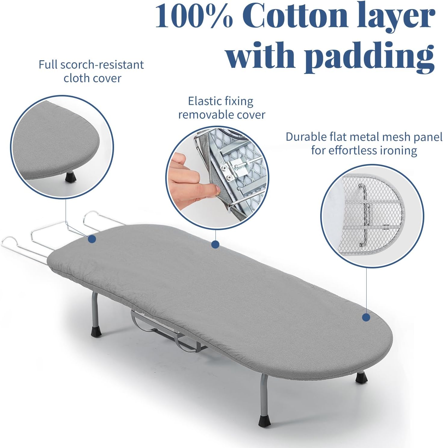 Small Ironing Board with Iron Holder, RAINHOL Countertop Mini Ironing Board Tabletop with Non-Slip