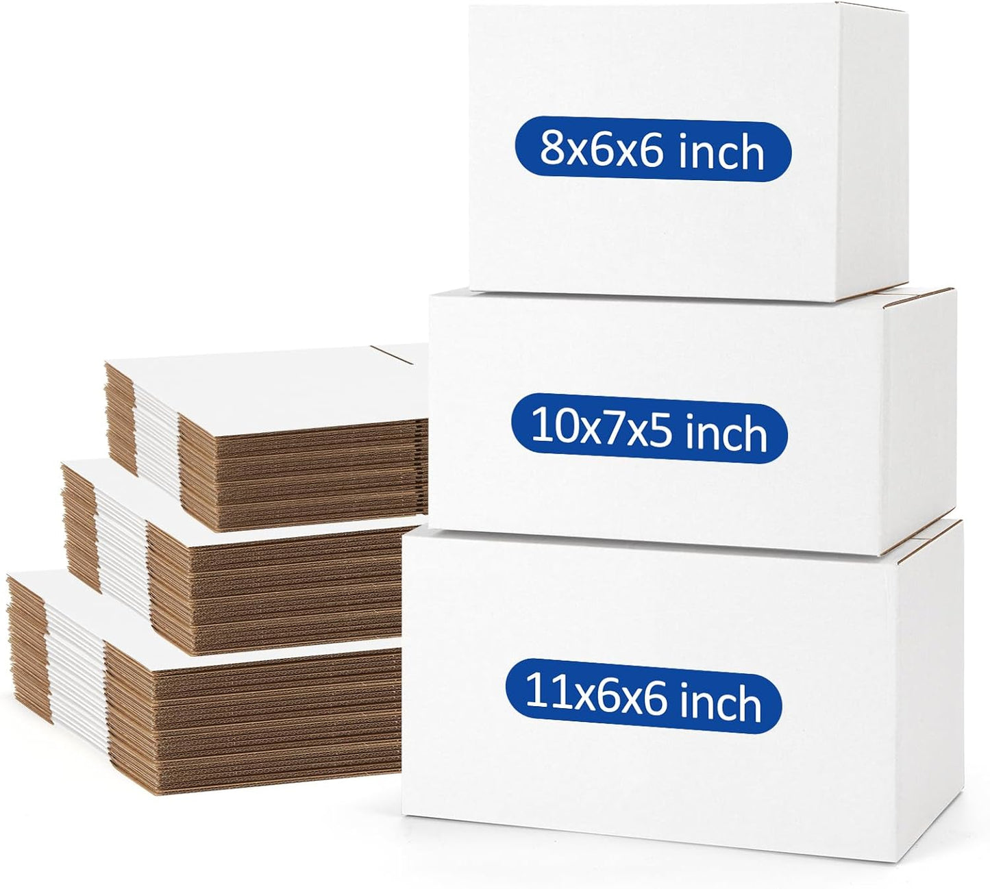 Assorted-Sizes-Shipping-Boxes-45-Pack: 8x6x6 & 10x7x5 & 11x6x6 Small-Shipping-Boxes-Mailers, White