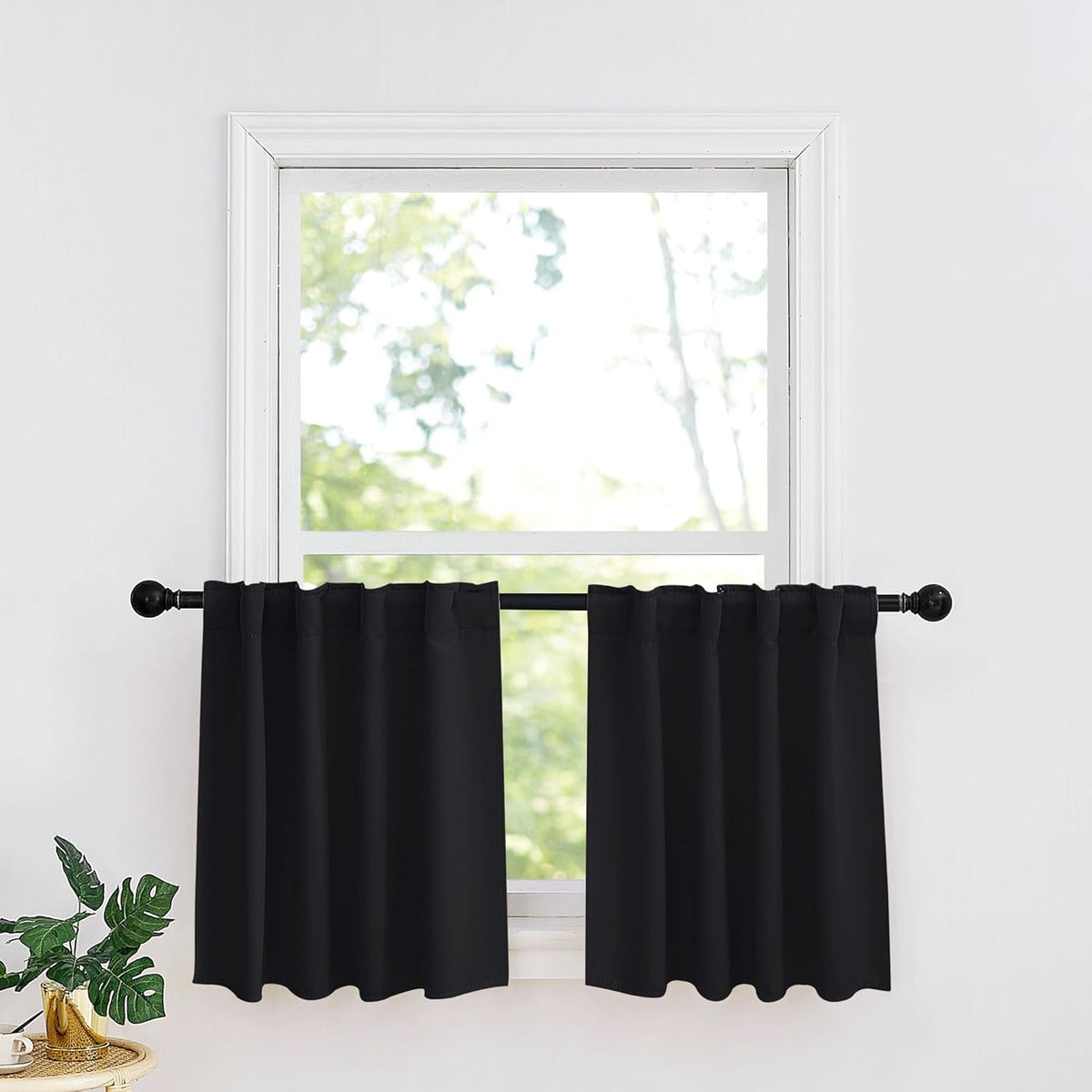 RYB HOME Kitchen Window Curtains - Blackout Privacy Half Window Curtains for Bedroom Bathroom