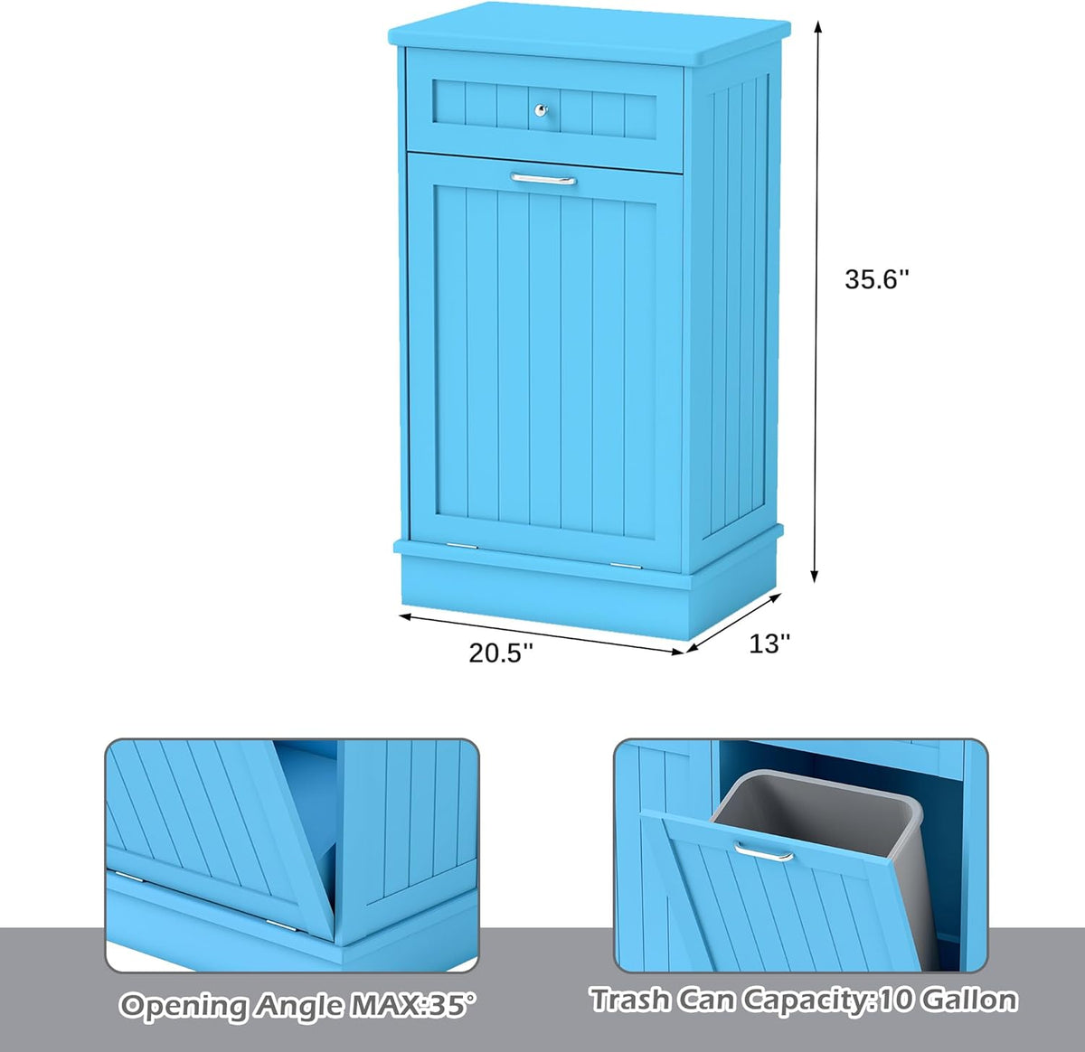 Betterhood Tilt Out Trash Cabinet 10 Gallon Wooden Free Standing Laundry Sorter Cabinet,Recycling