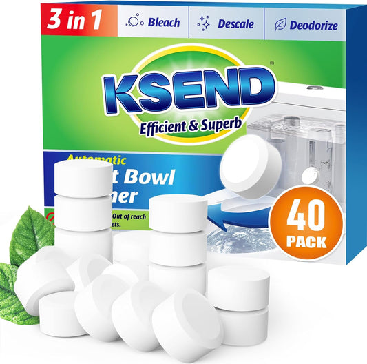 Toilet Bowl Cleaner Tablets - 40 PCS Automatic Bleach Toilet Cleaner Tablets, Slow-Releasing