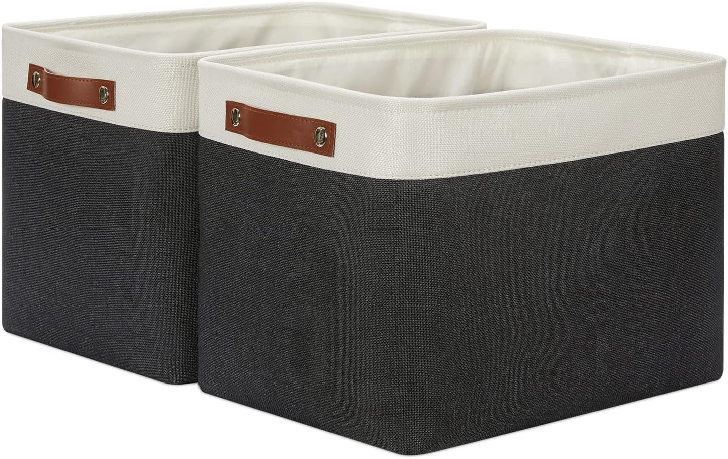 DULLEMELO Storage Bins Large-16"x12"x12" With Leather Handles for Organizing,Decorative Collapsible
