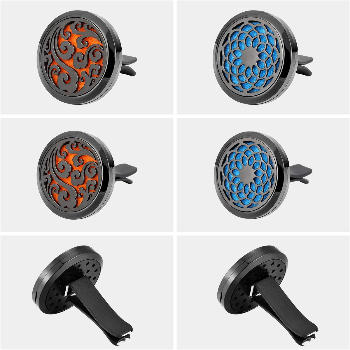 2 Pieces 316L Car Aromatherapy Oil Diffuser Air Freshener with 48 Felt Pad (Cloud, Sunflower