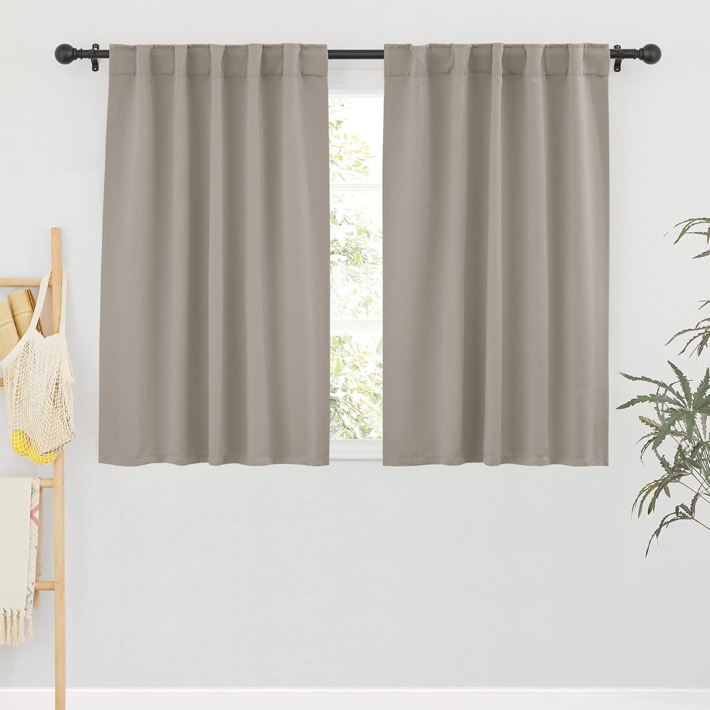 RYB HOME Blackout Curtains for Bathroom - Thermal Insulated Light Block Small Window Curtains, Back