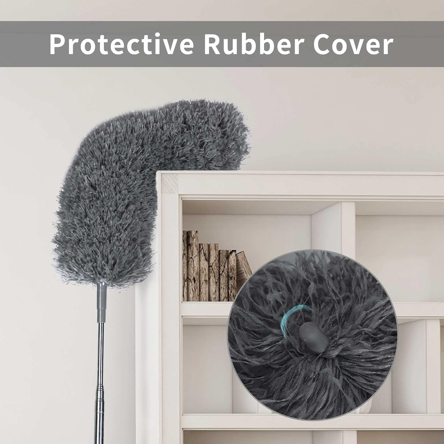 BOOMJOY Microfiber Feather Duster with 100 Inches Extendable Pole, 2 Pack Dusters for Cleaning