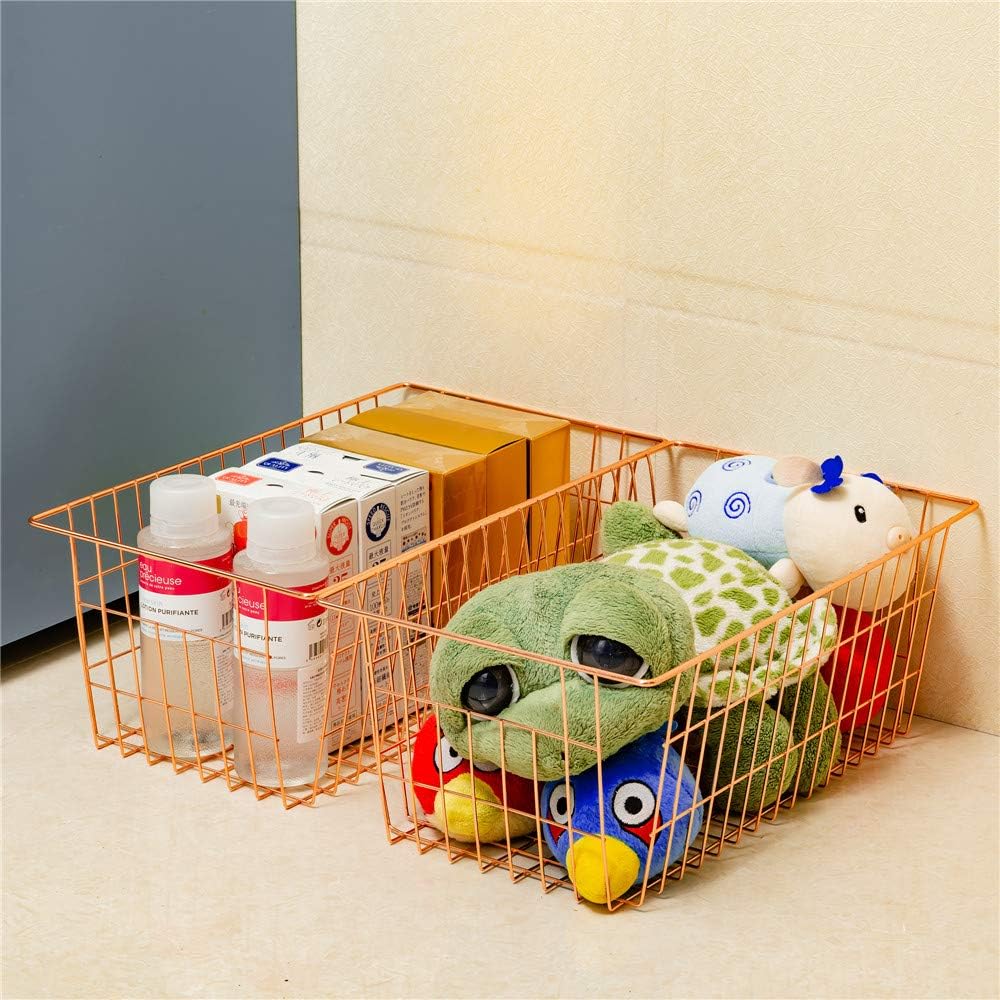 SANNO Wire Storage Basket, Farmhouse Pantre Freezer Baskets bins Metal Baskets Kitchen Storage
