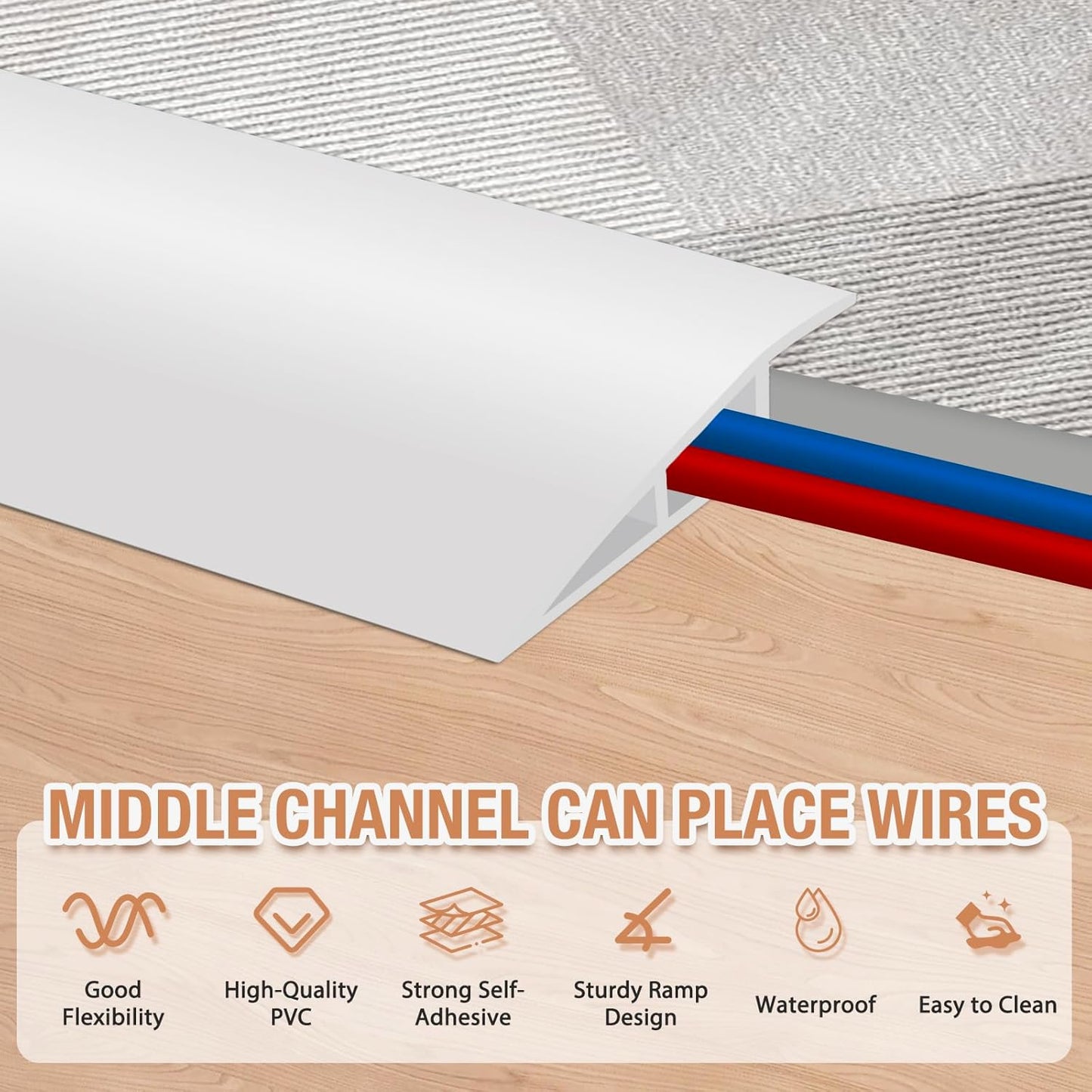 Floor Transition Strip Self Adhesive Vinyl Door Threshold for Doorways Carpet Edging Trim Overlap