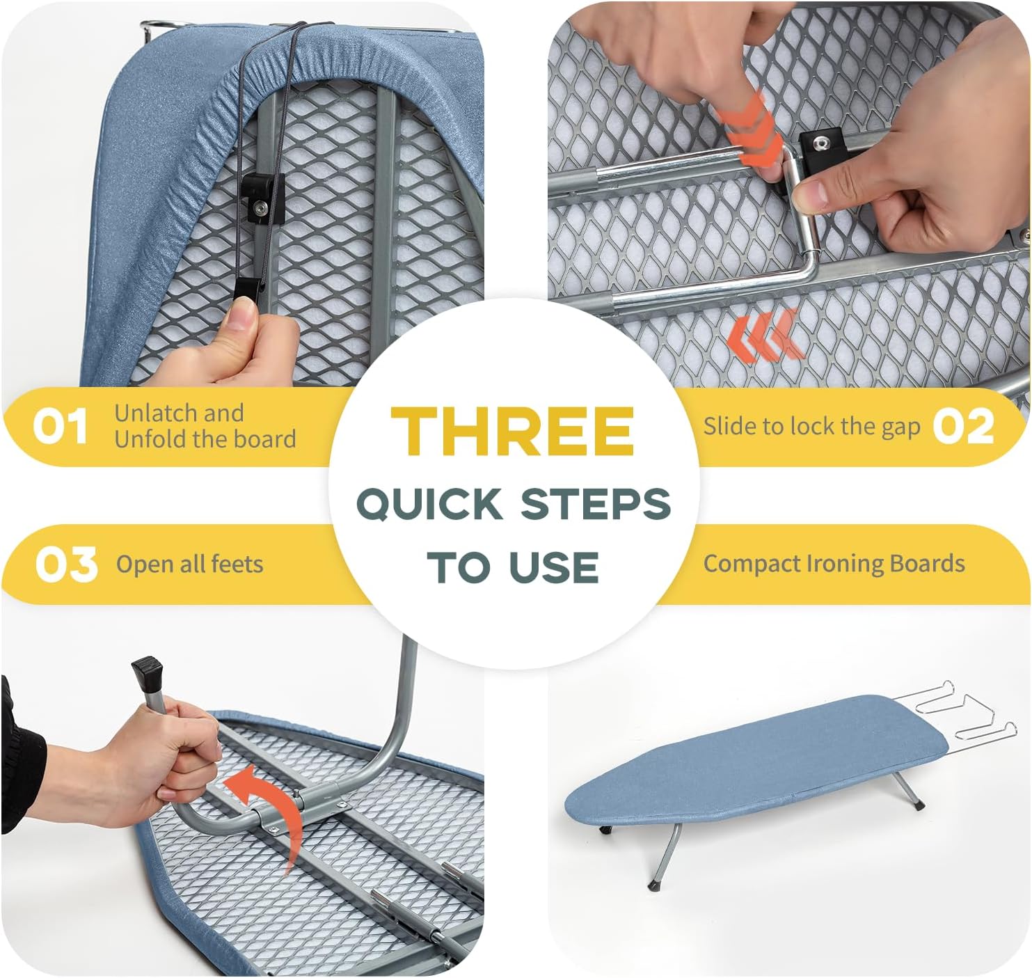 Table Top Ironing Board, RAINHOL Small Folding Iron Board Portable with Non-Slip Feet, Travel
