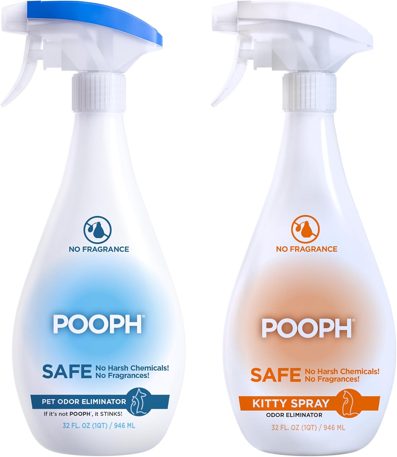 POOPH Pet Odor Eliminator and Litter Box Deodorizer - 2x32oz Bottles - Instant, Safe