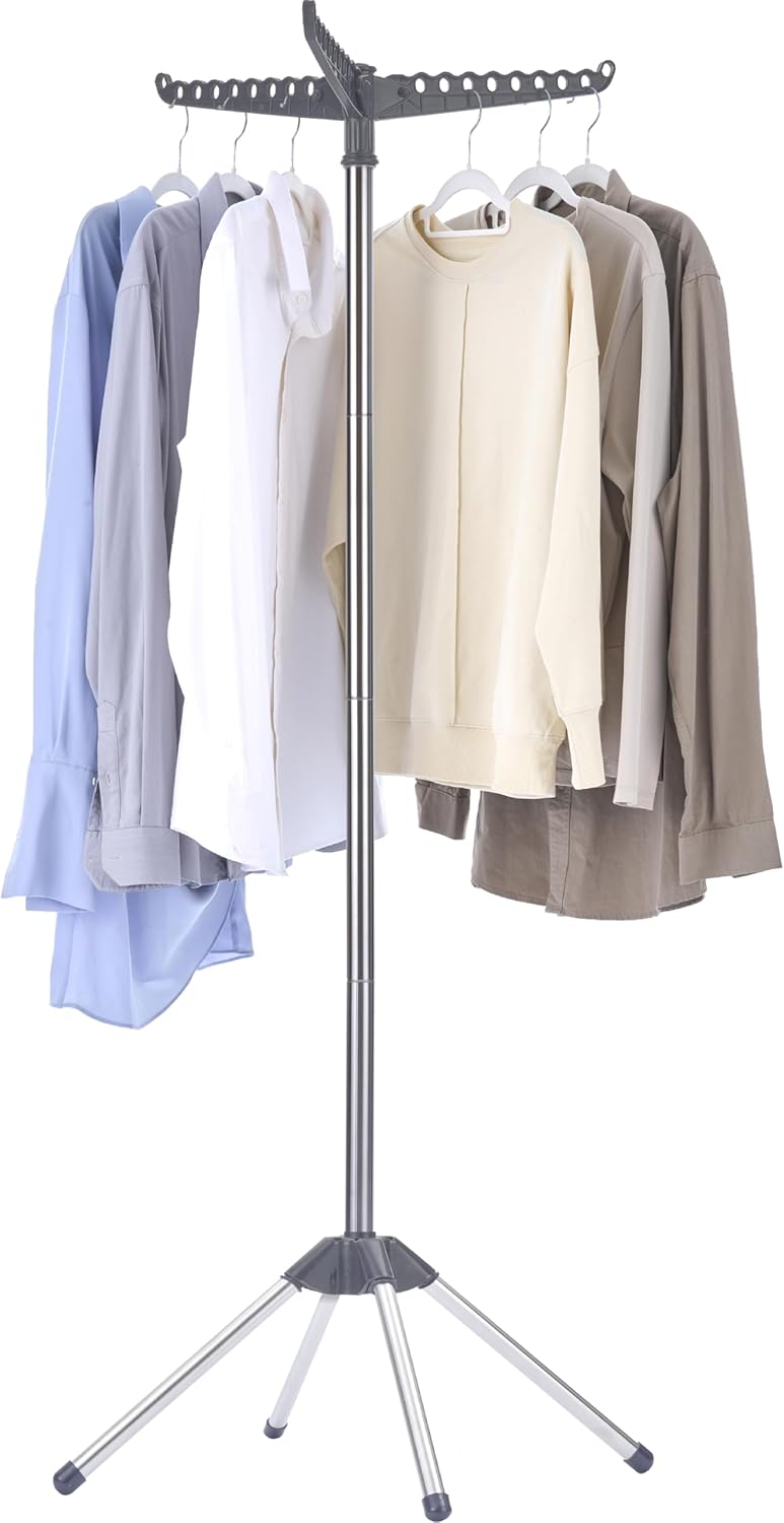 Clothes Drying Rack Foldable, 59 inch Tripod Laundry Drying Rack Indoor with Rotating Clothes Rail
