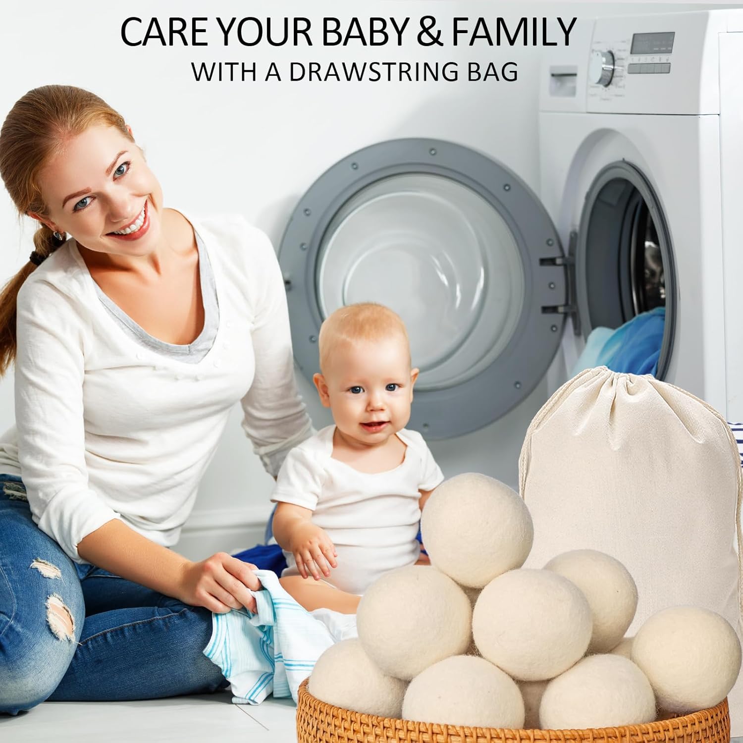 12 Pack Wool Dryer Balls XL Reusable Laundry Balls for Dryer Natural Fabric Softener Ball with 1
