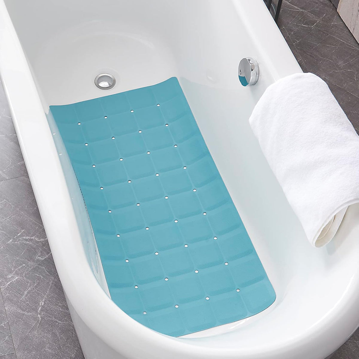 Foldable Silicone Bathtub Mat: Jumbo Size Heavy Duty Safety Bath Mat for Tub Without Suction Cups