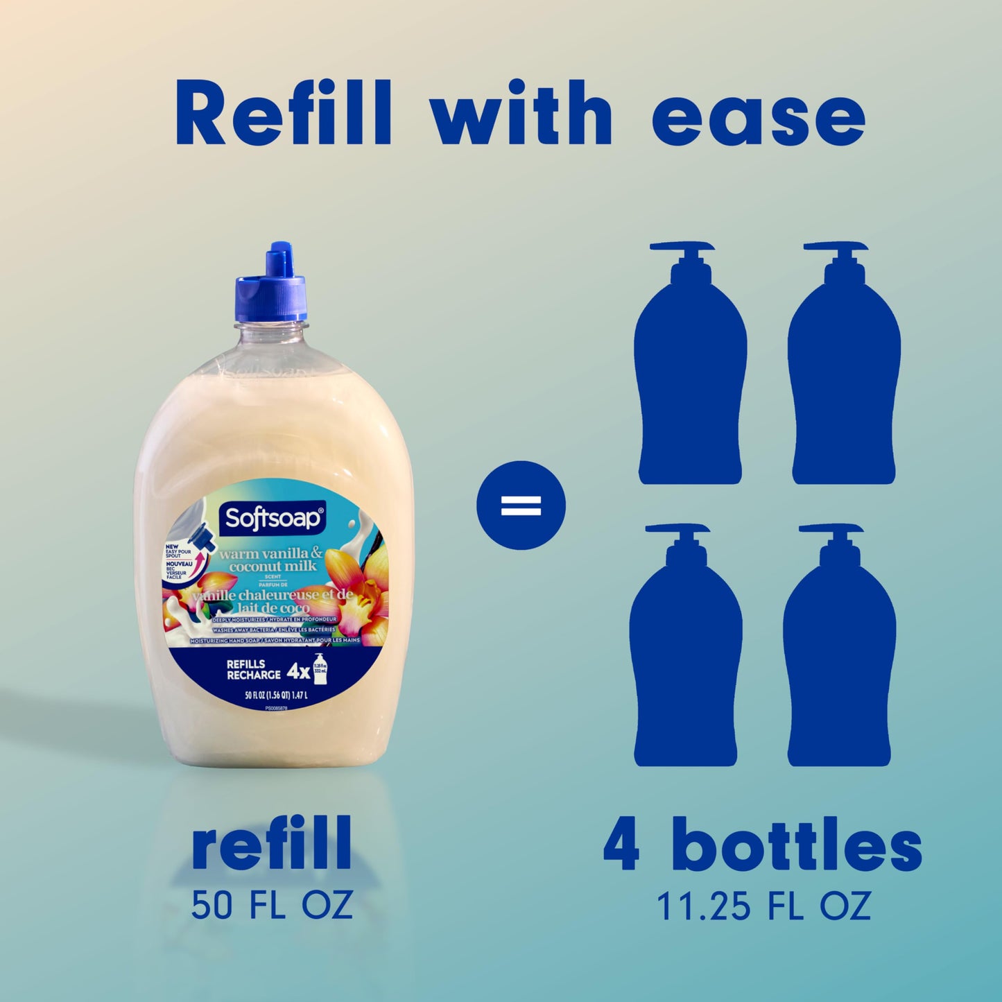 Softsoap Liquid Hand Soap, Warm Vanilla and Coconut Milk, 50 fl oz Refill
