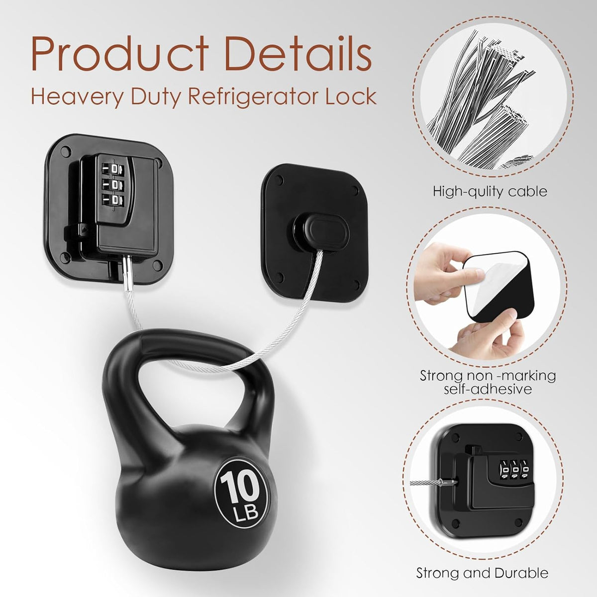 Refrigerator Lock, Combination Lock for Refrigerator Cabinets, Drawers, Heavy Duty Fridge Lock