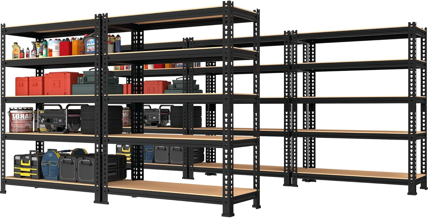 PrimeZone Storage Shelves 5 Packs 5 Tier Adjustable Garage Storage Shelving, Heavy Duty Metal