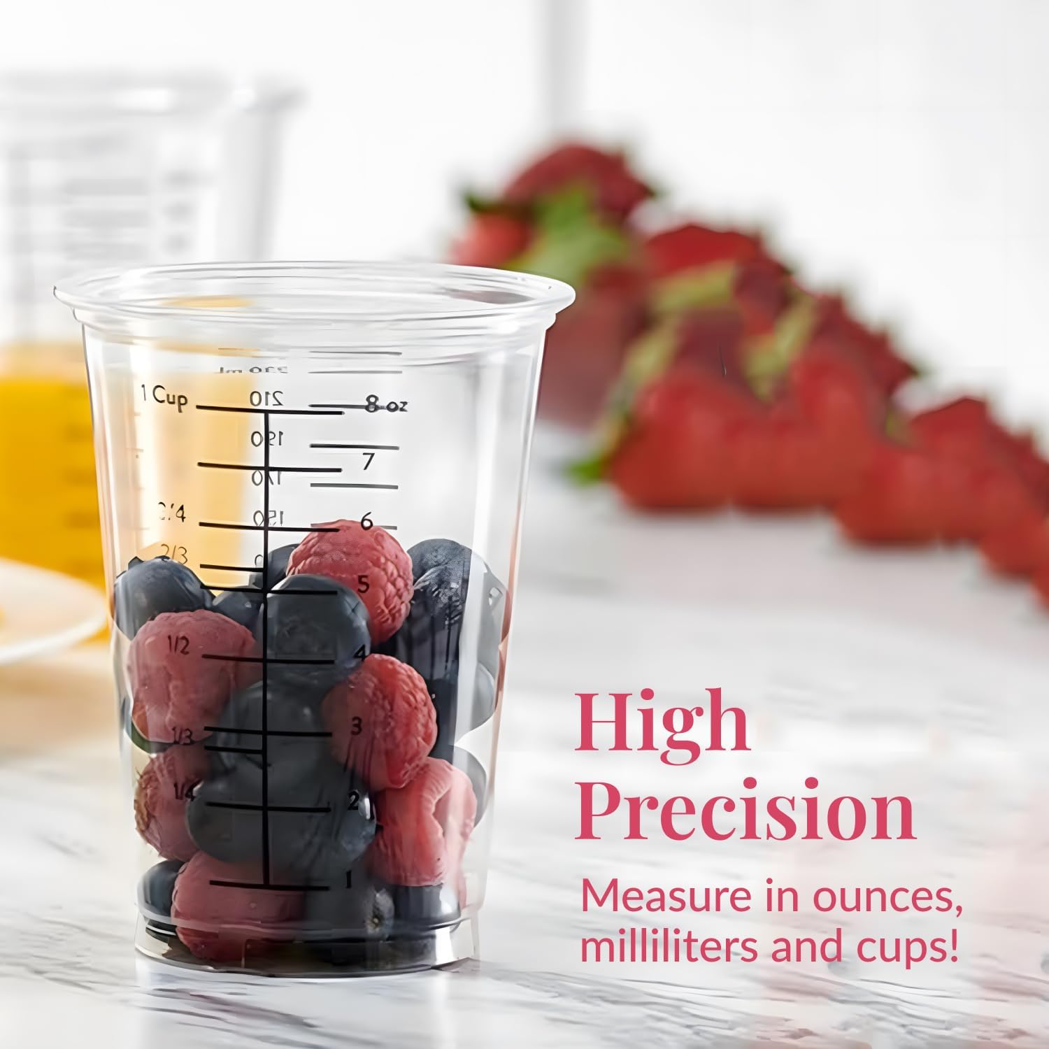Prestee 50 Disposable Measuring Cups 8 oz - Plastic Paint Measuring Cups and Disposable Mixing Cups