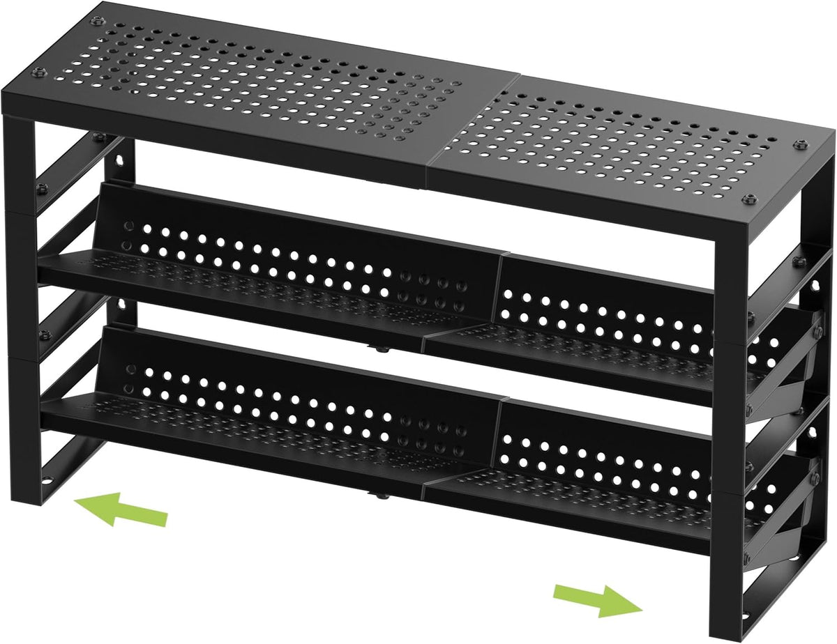 Expandable, Stackable, Adjustable Spice Rack kitchen Organizer,Metal Pantry Storage Shelves