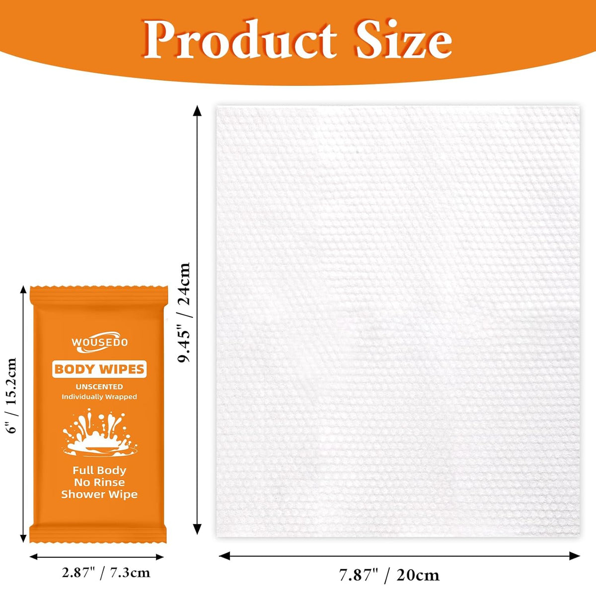 300 Pcs Ultra Thick Soft Large Body Wipes Individually Wrapped(7.87" x 9.45"),Shower Wipes for