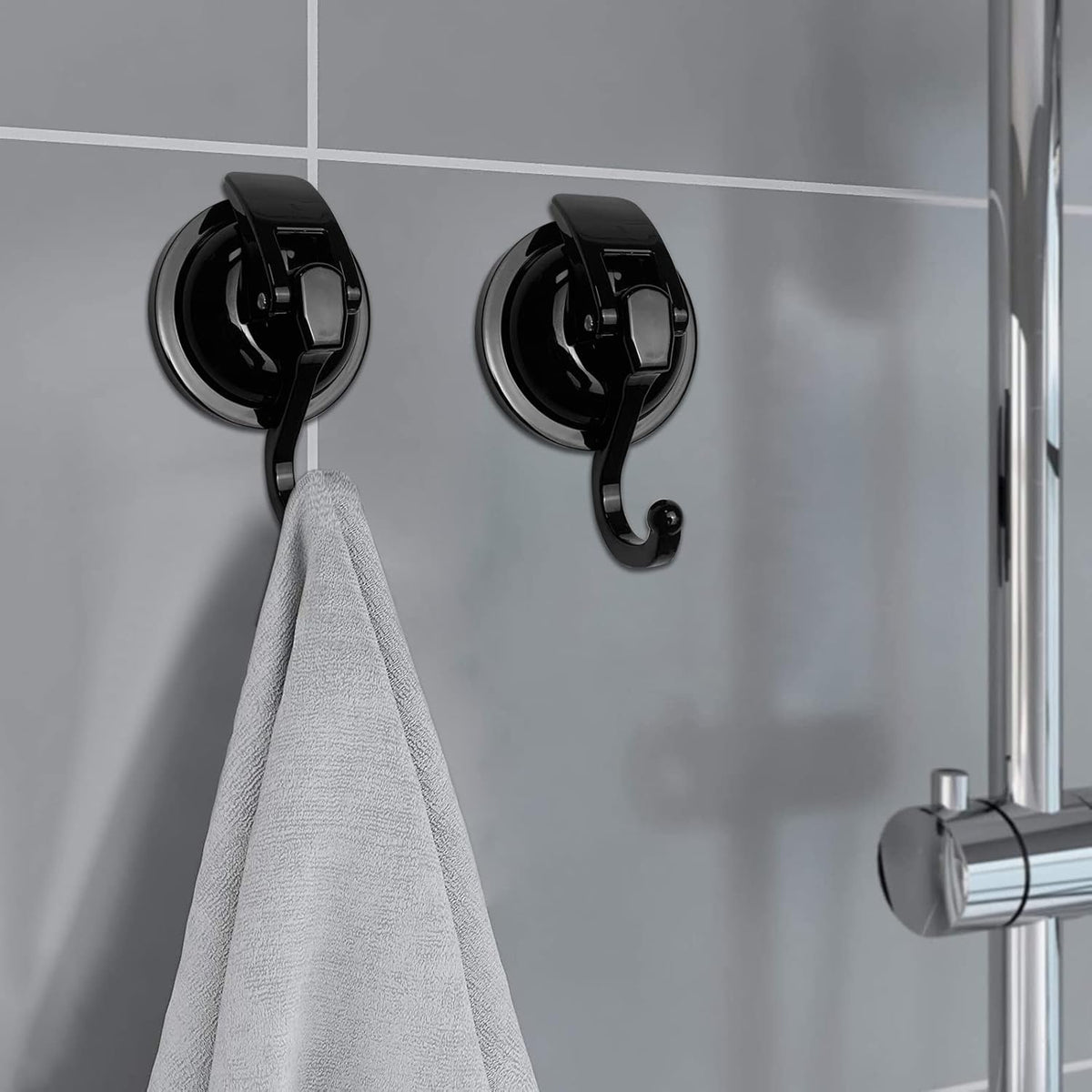 Heavy Duty Vacuum Shower Hooks - Glass Suction Cup Hooks, Reusable, No Hole Punched, for Bathroom