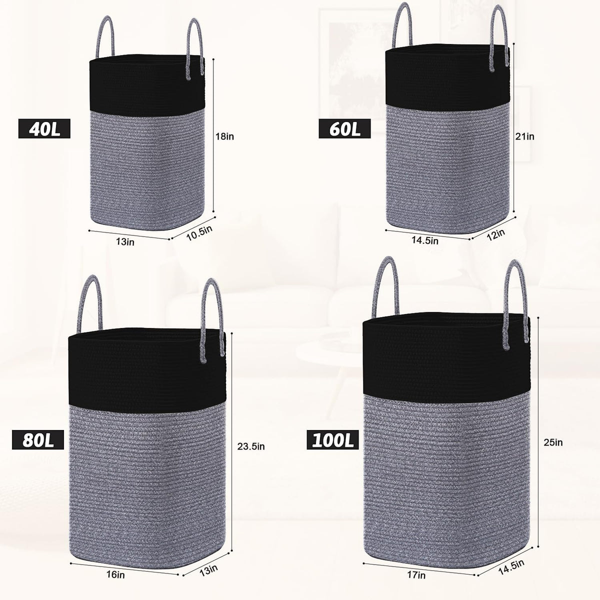 Laundry Basket,Woven Cotton Rope Laundry Hamper,Versatile Storage for Dirty Clothes,Baby Toys,and