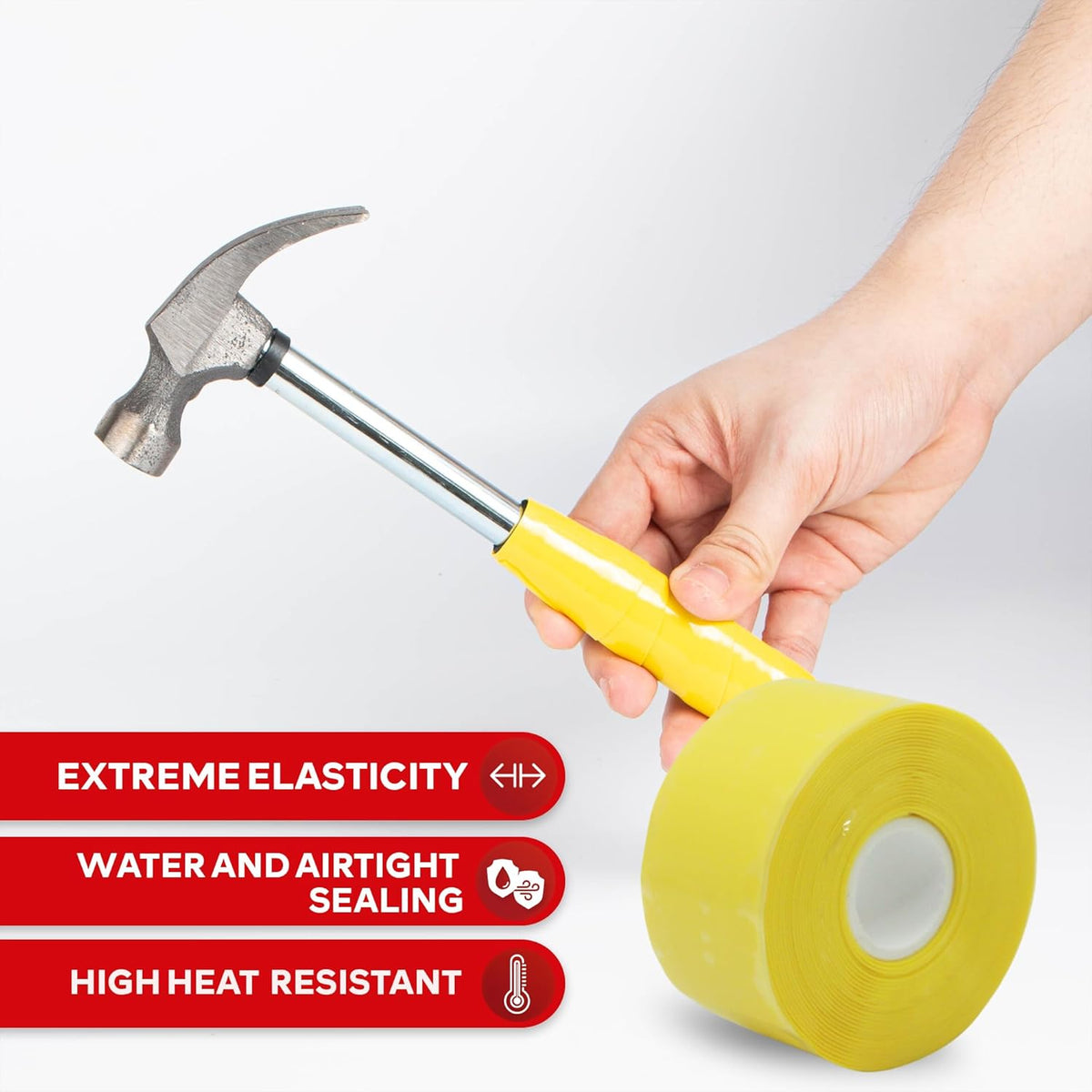 XFasten Self-fusing Silicone Tape Pro, Yellow, 1.5-Inch x 15-Feet, 30mils Non-Adhesive Thick