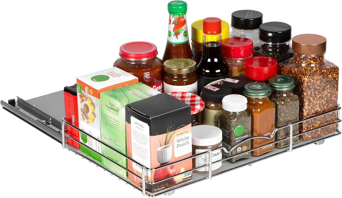 Pull Out Cabinet Organizer for Spices, Cans - Heavy Duty with Lifetime Limited Warranty- Pull Out