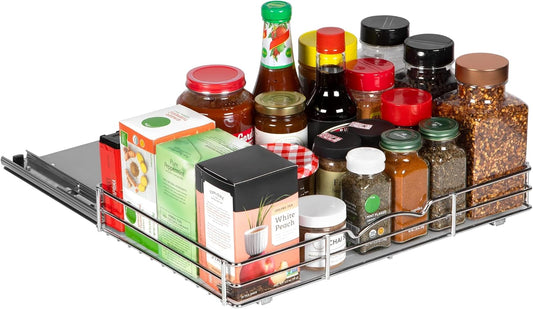 Pull Out Cabinet Organizer for Spices, Cans - Heavy Duty with Lifetime Limited Warranty- Pull Out