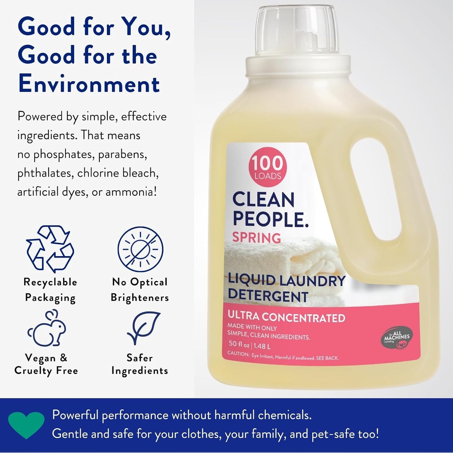 The Clean People Liquid Laundry Detergent - Recyclable Packaging, Stain Fighting - Ultra
