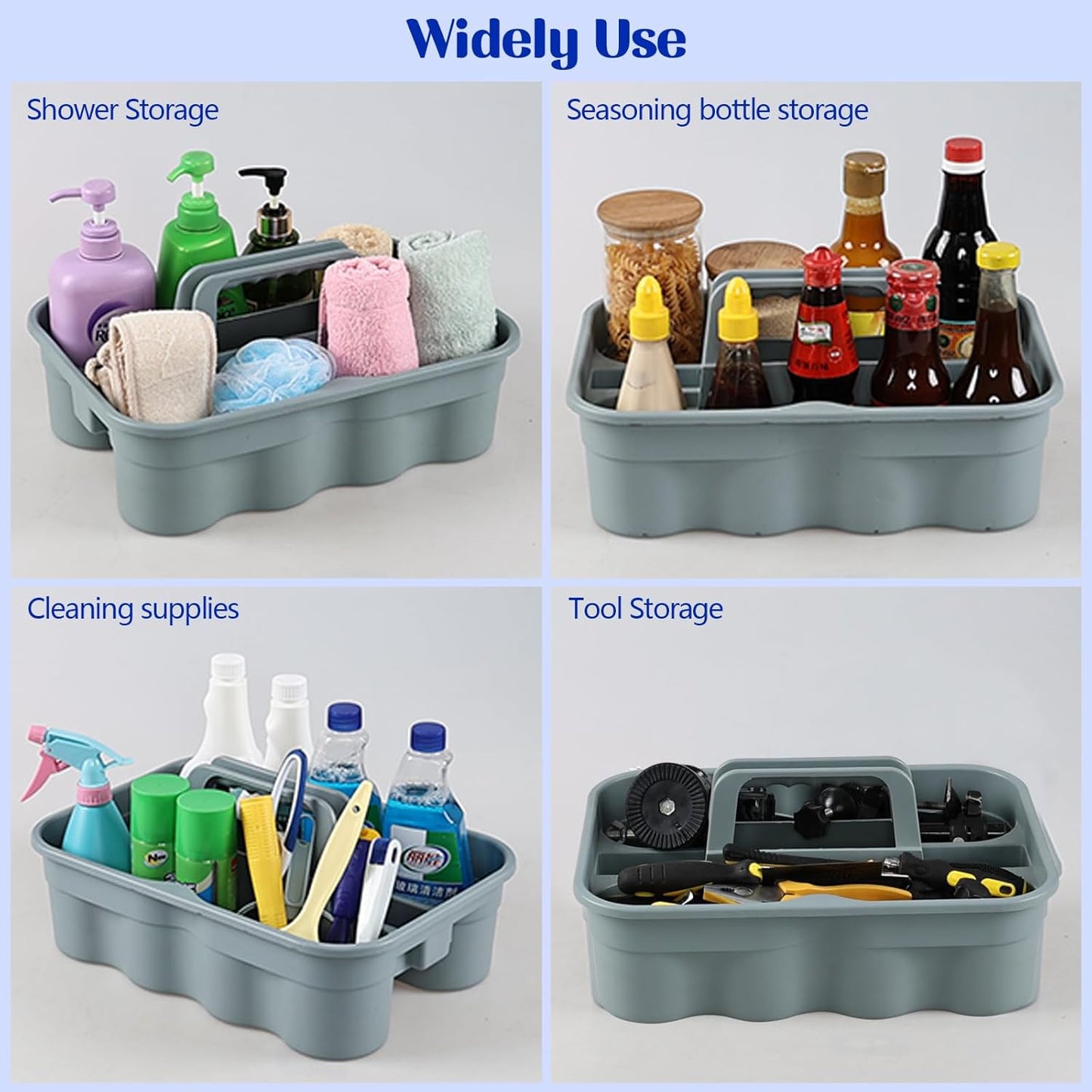All-Purpose Cleaning Caddy, Cleaning Tool Organizer with Handle Portable Shower Caddy Basket, Grey