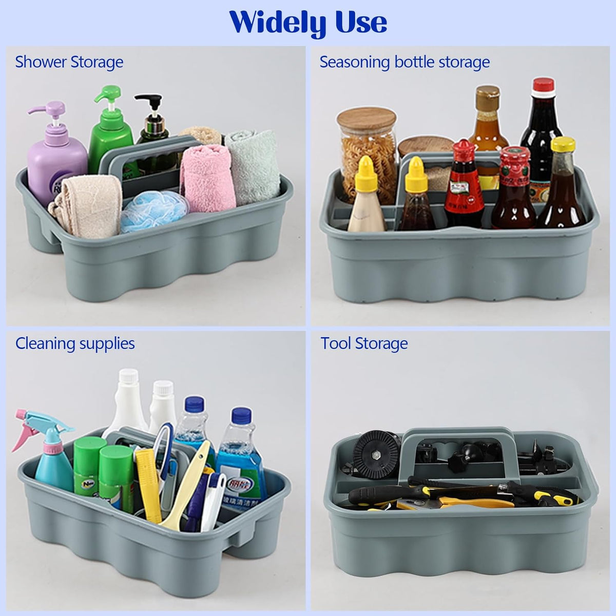 All-Purpose Cleaning Caddy, Cleaning Tool Organizer with Handle Portable Shower Caddy Basket, Grey