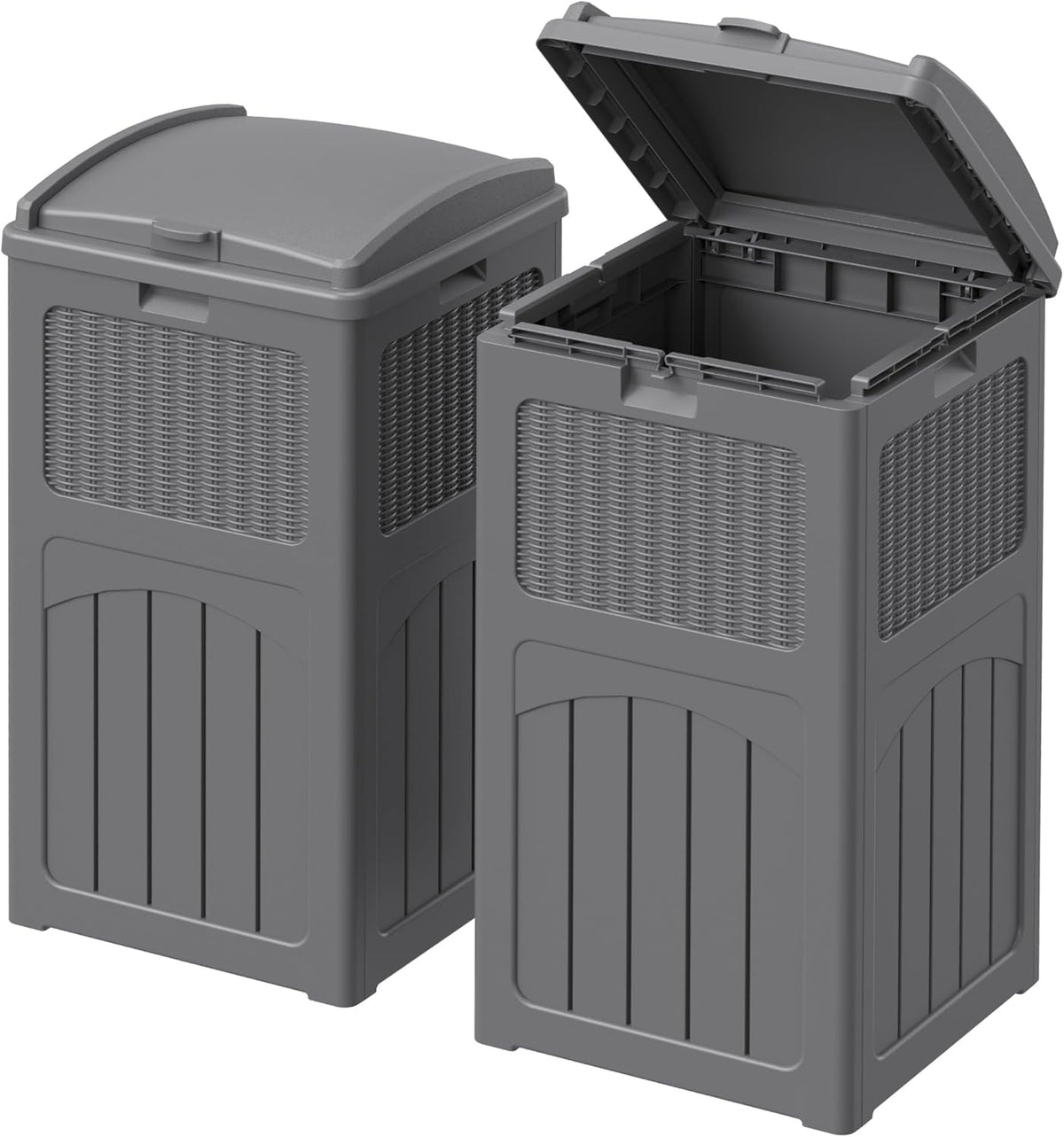Devoko 33 Gallon Outdoor Trash Can with Dual Lid, Heavy Duty Waterproof Resin Garbage Bins Outside