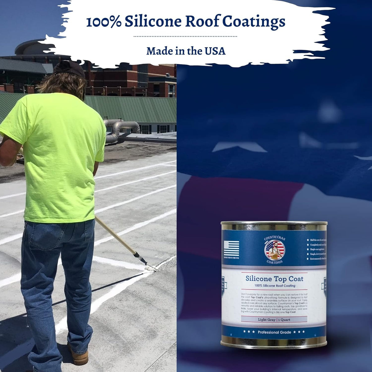Countryman Coatings - 100% Silicone Roof Coating - Restore Your Roof in a Day - Seal Leaks, Cracks