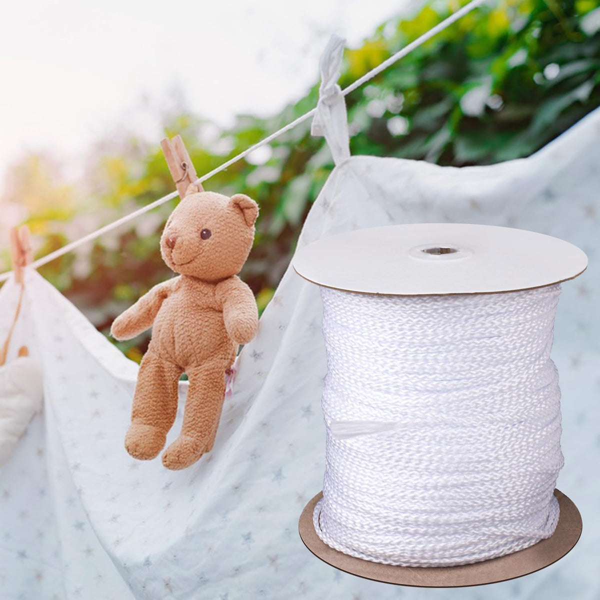 1/8 Inch White Polyester Rope - 500 Foot White Low Stretch Polyester Rope for Hiking, Kayaking