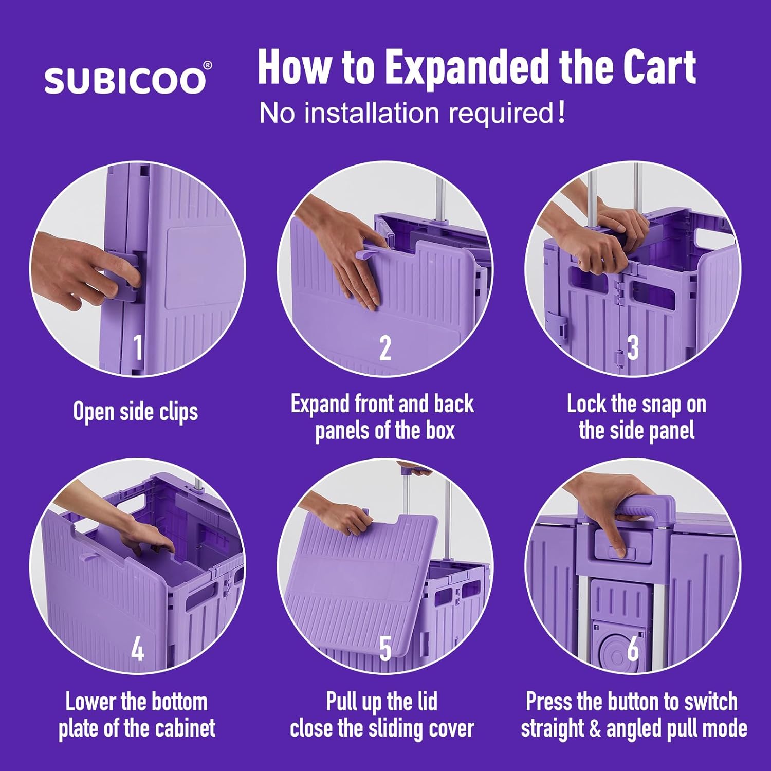 Folding Utility Cart Portable Rolling Crate Handcart Shopping Trolley Collapsible Tool Box, with