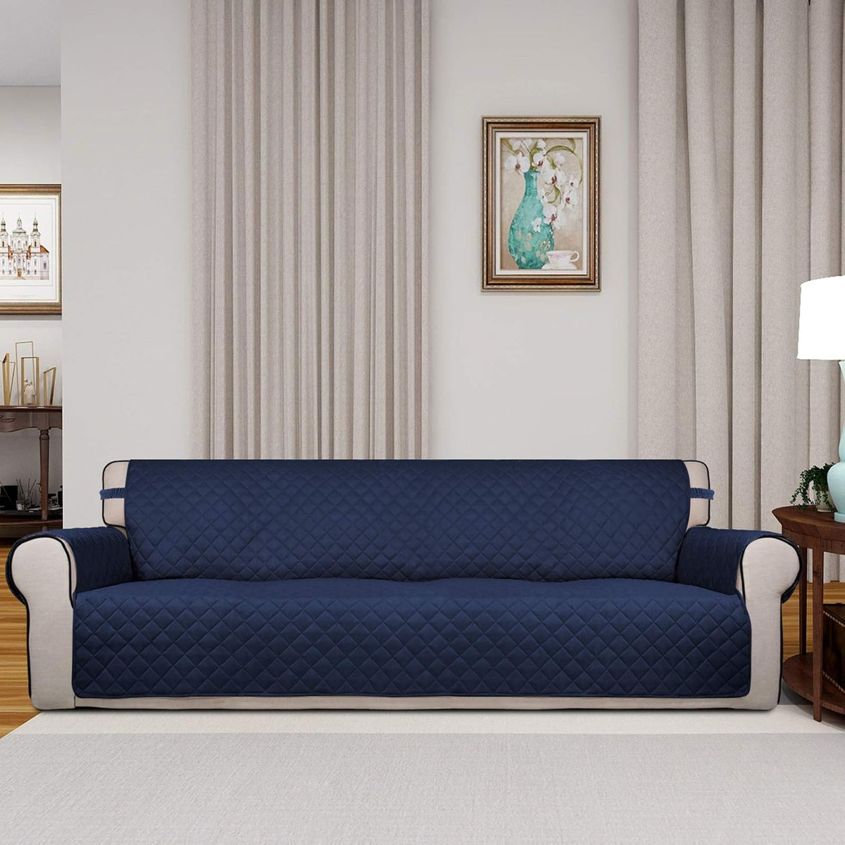 PureFit Reversible Quilted Sofa Cover, Water Resistant Slipcover Furniture Protector, Washable