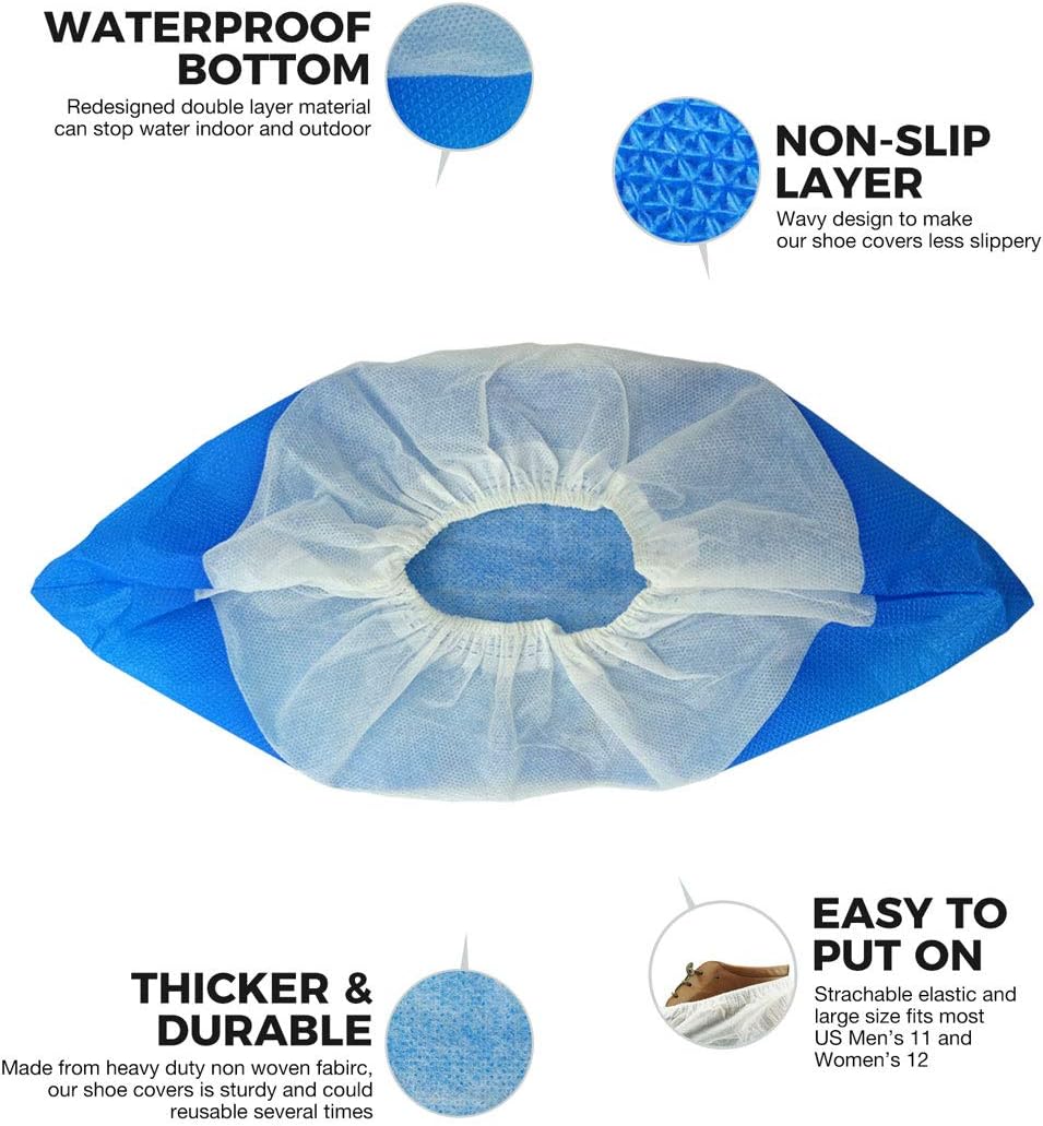 OhanaPro Premium Disposable Non Slip Boot & Shoe Covers - Pack of 50 - Waterproof Double Layer