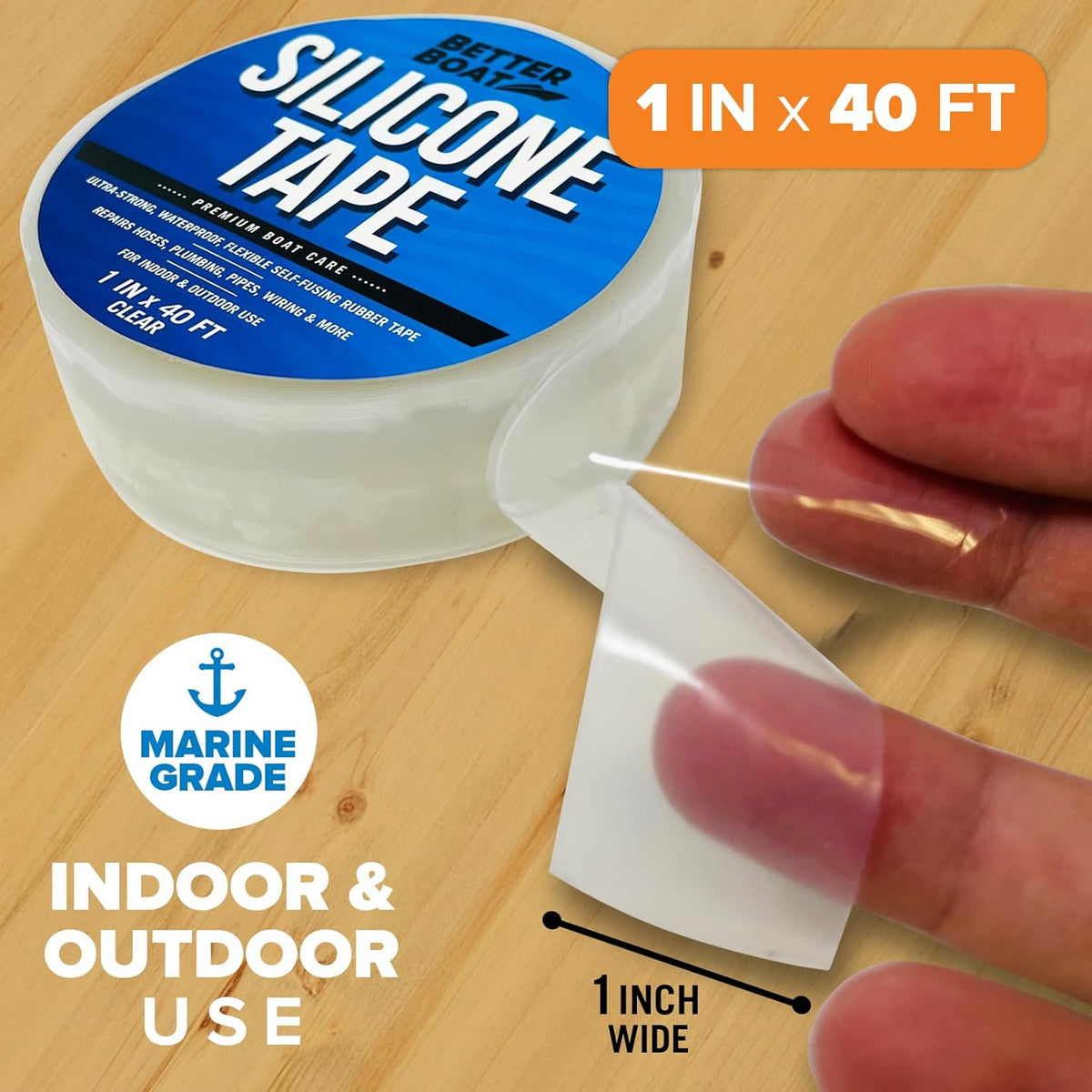 Clear Heavy Duty Silicone Tape, Self-Fusing Rubber Hose and Plumbing Water Pipe Repair Seal, Coax