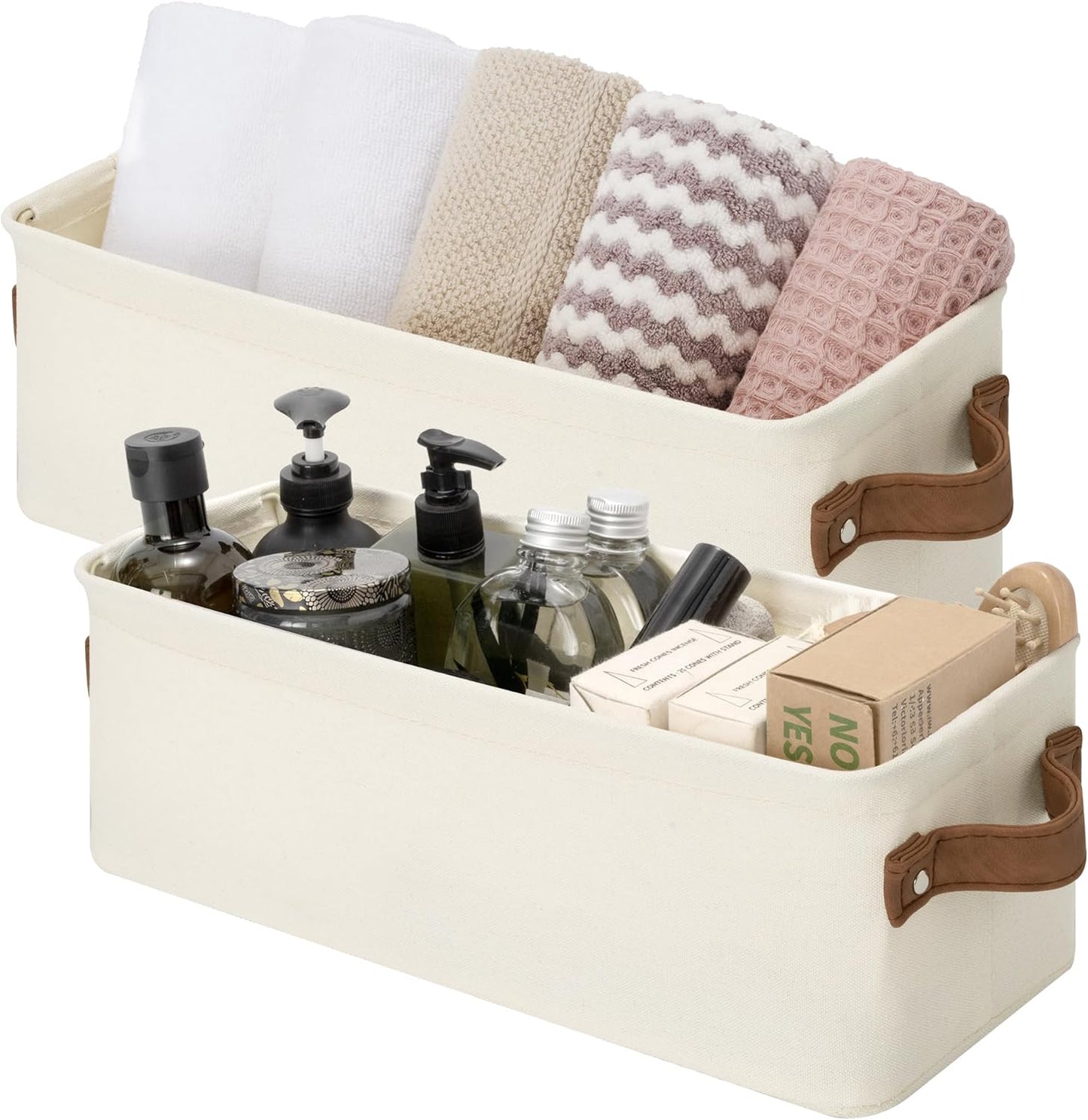 StorageWorks Narrow Storage Bins, Small Basket for Closet and Shelves, Fabric Organizer with
