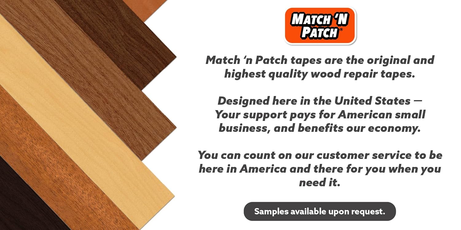 MATCH 'N PATCH Realistic Wood Grain Repair Tape - Durable Multi-Use Adhesive Tape for Furniture