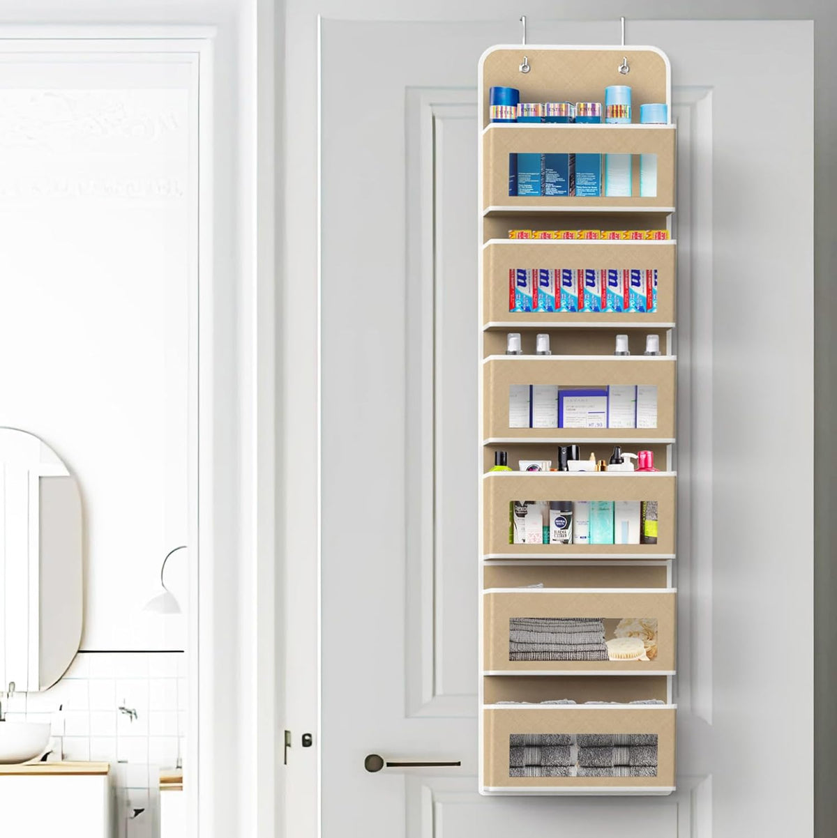 SIMPLE HOUSEWARE 6 Clear Window Pocket Over Closet Door Storage Hanging Organizer for Bedroom