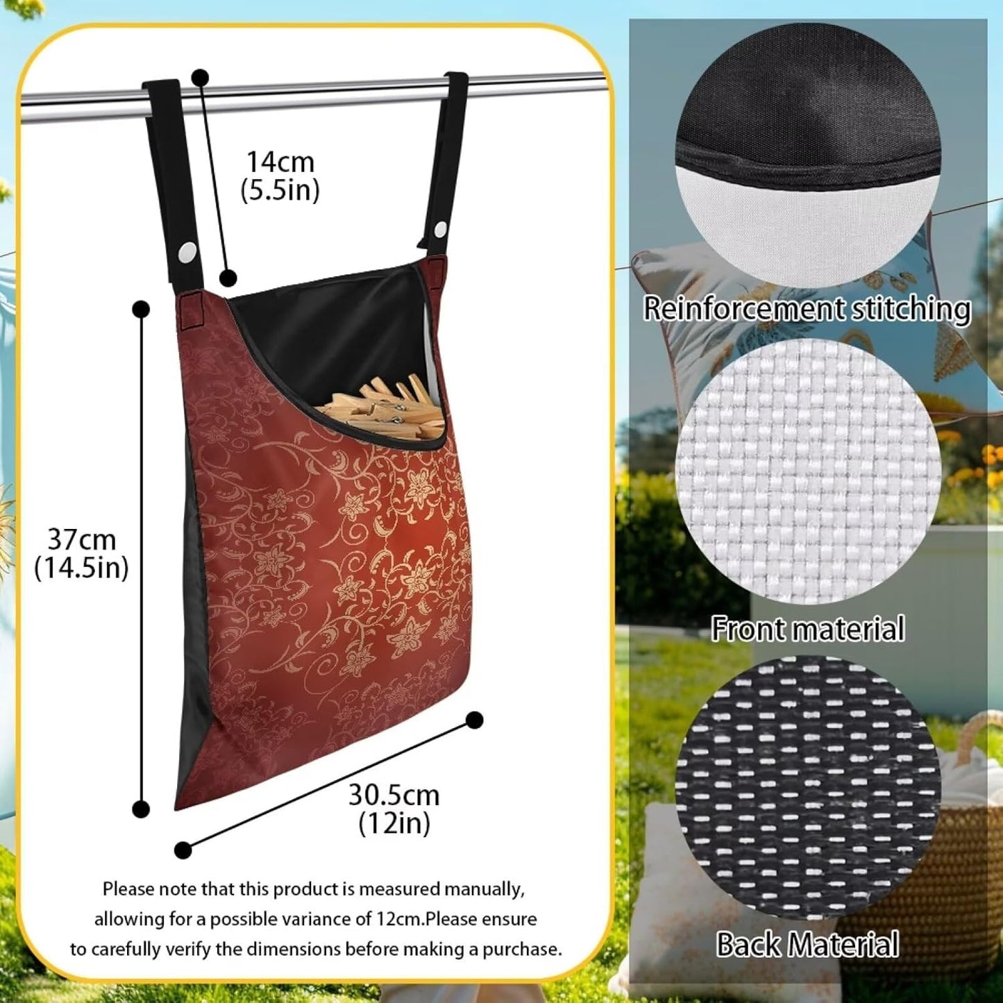 Home Outdoor Clothespin Holder - Windproof & Water Resistant Storage Bag - Commercial Quality