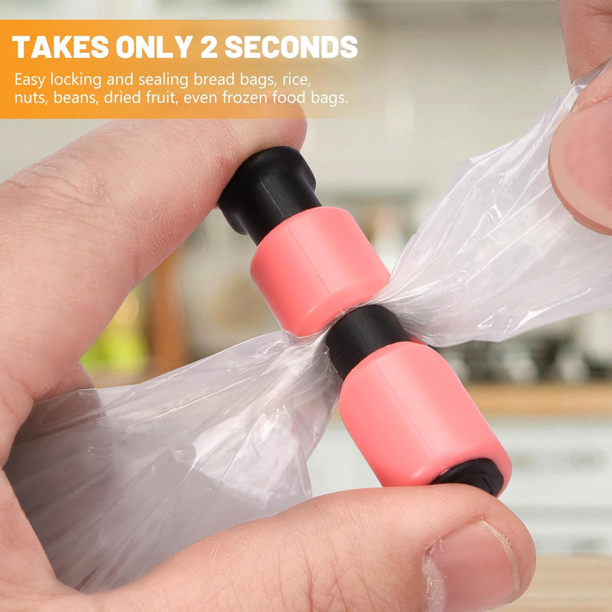 AmoreAngel Crafts 8 Pack Bread Bag Clips, Squeeze Lock Food Bag Clips, Plastic Sealing Clip for