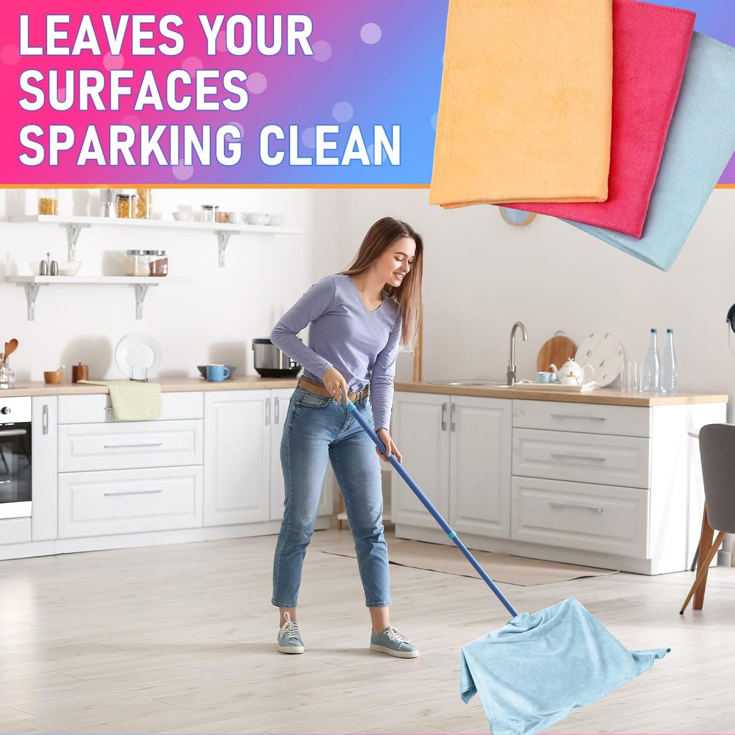 Newwiee 6 Pcs Extra Large Microfiber Cleaning Cloth 30" x 20" Washable Reusable Microfiber Towel