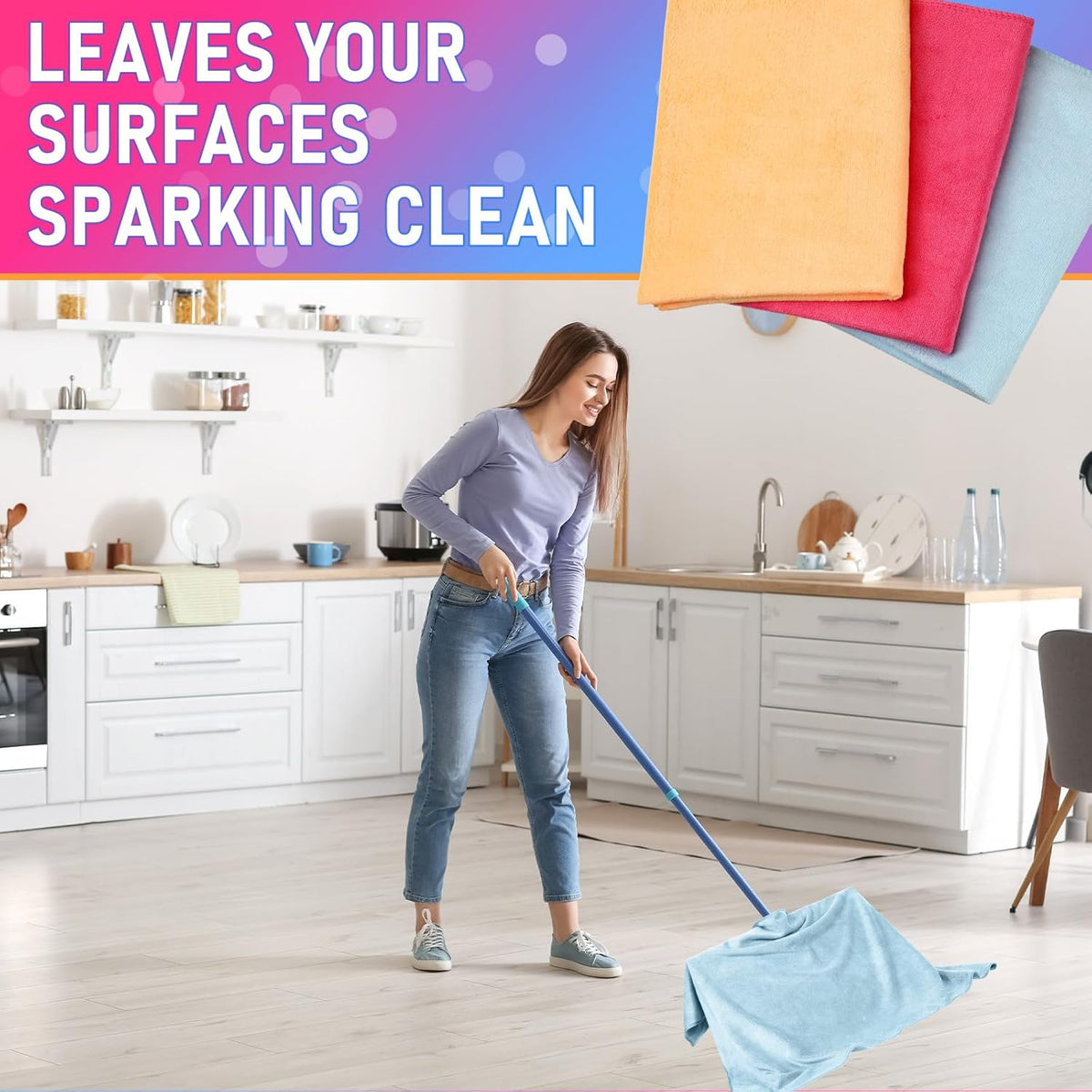 Newwiee 6 Pcs Extra Large Microfiber Cleaning Cloth 30" x 20" Washable Reusable Microfiber Towel
