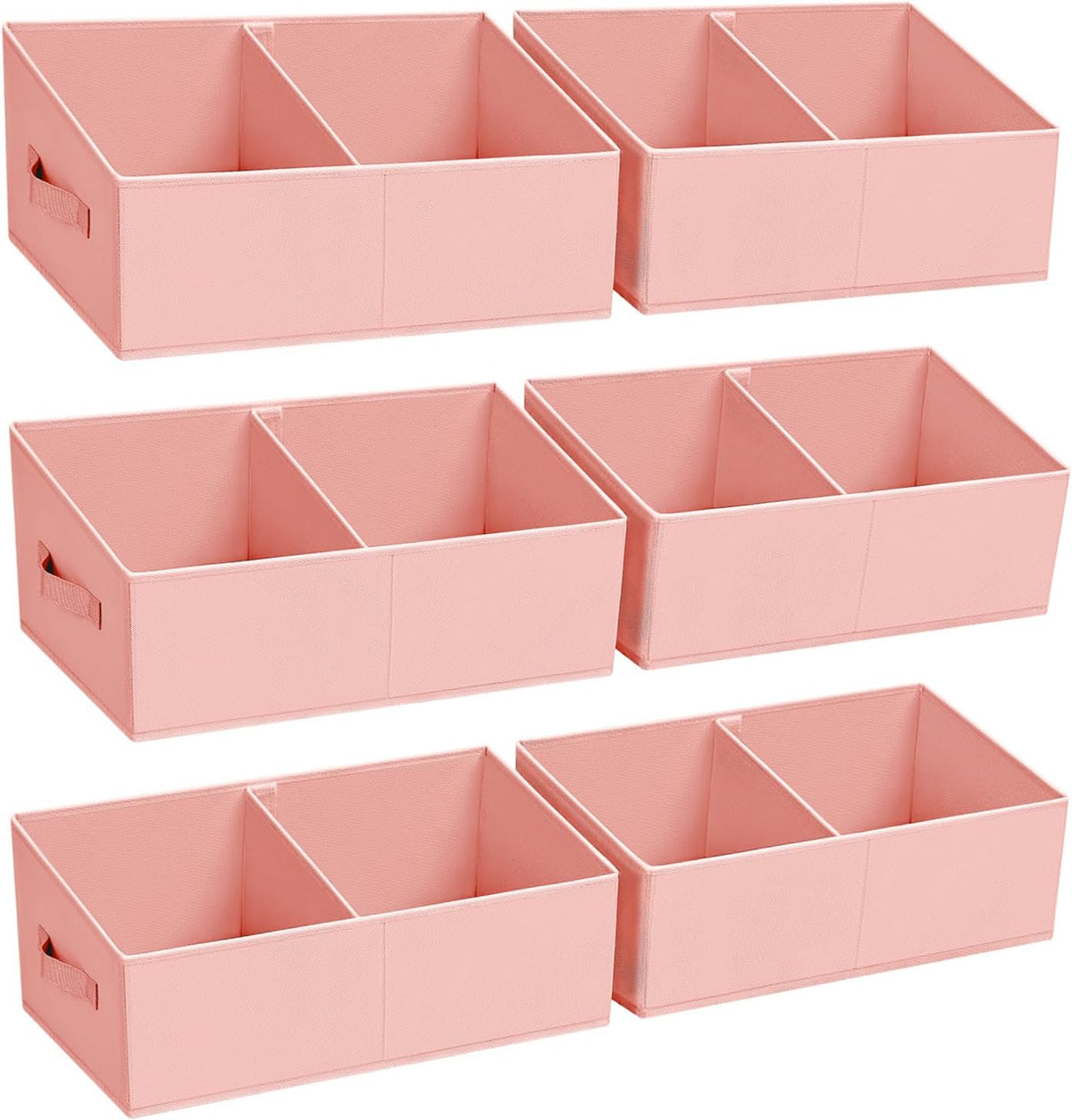 DIMJ Large Closet Shelf Organizer Bins 6 Packs with Handles and Divider, Fabric Trapezoid Storage