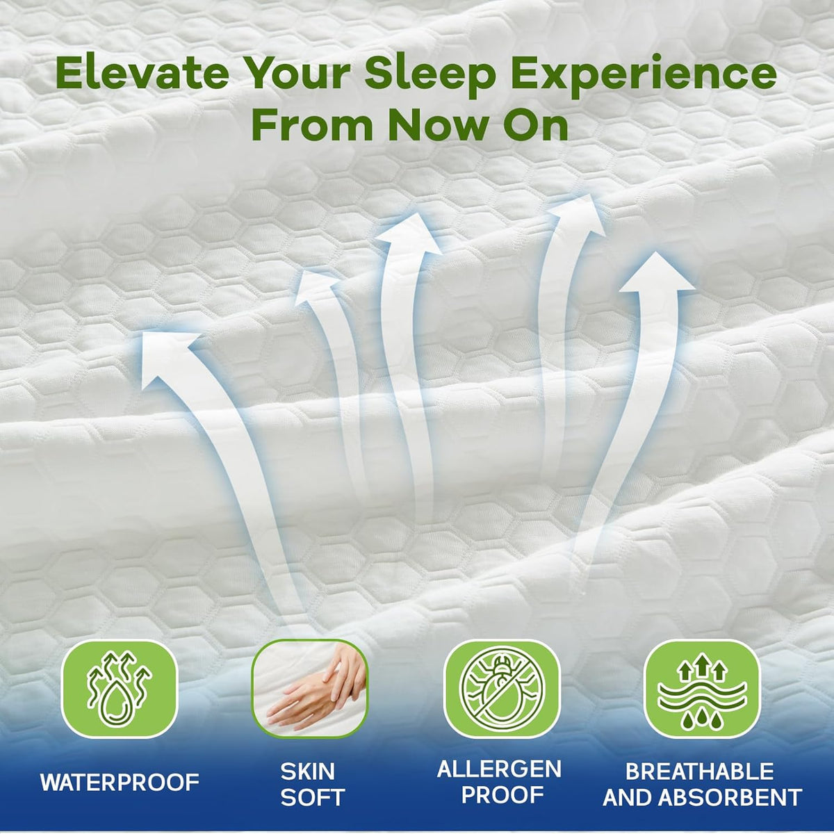 Premium Tencel California King Mattress Protector Cover in White, Natural and Skin Soft, Waterproof