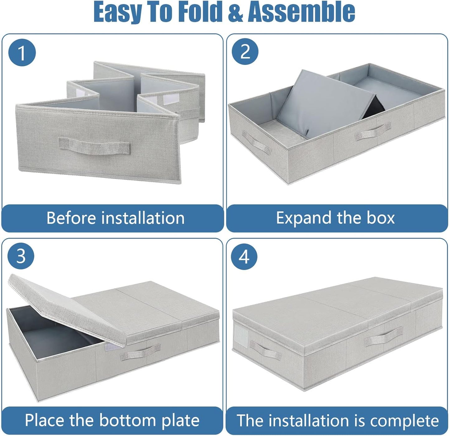 Underbed Storage Containers Bin with Lids, Large Under Bed Storage Organizer Box with Handle