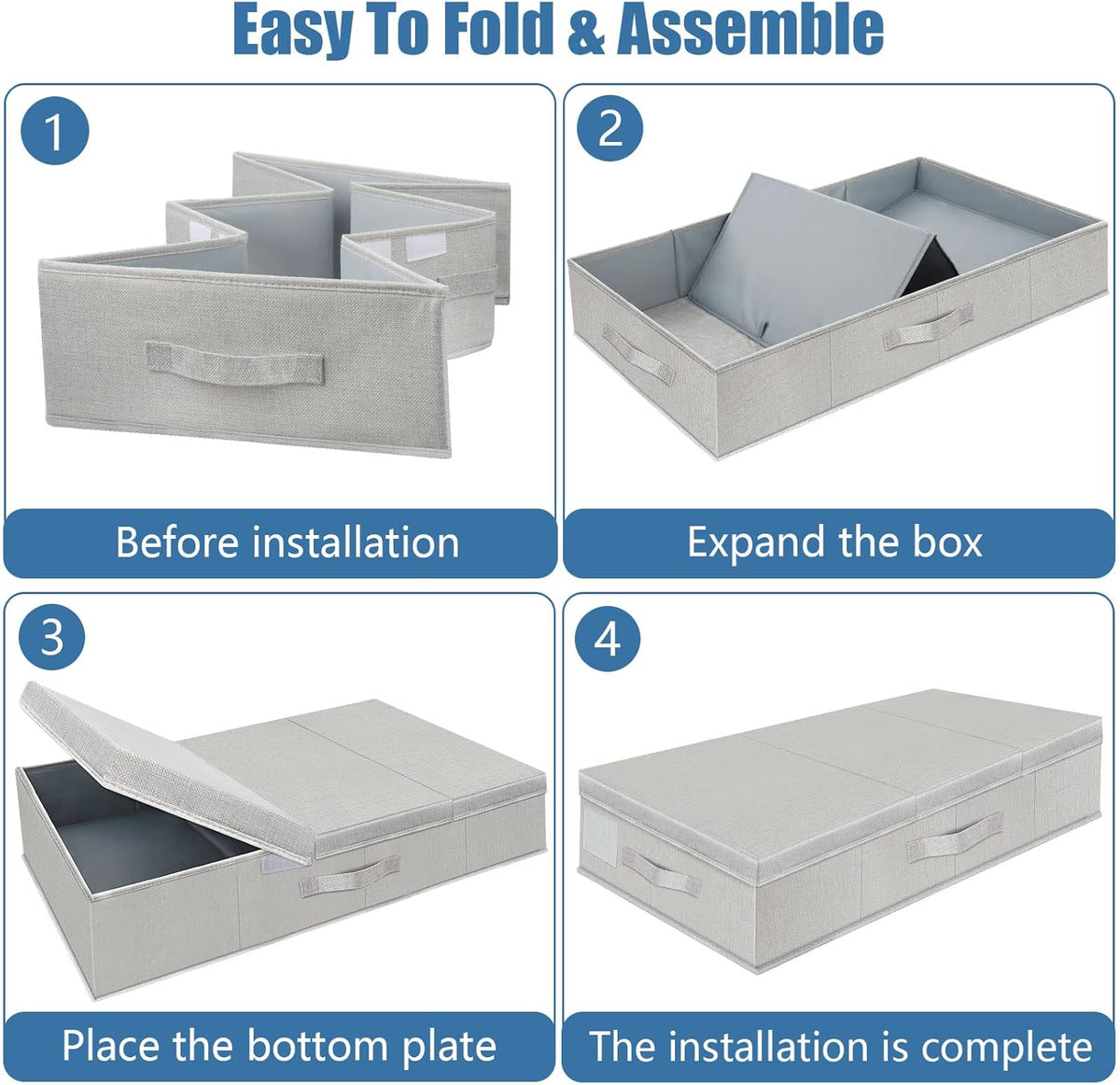 Underbed Storage Containers Bin with Lids, Large Under Bed Storage Organizer Box with Handle