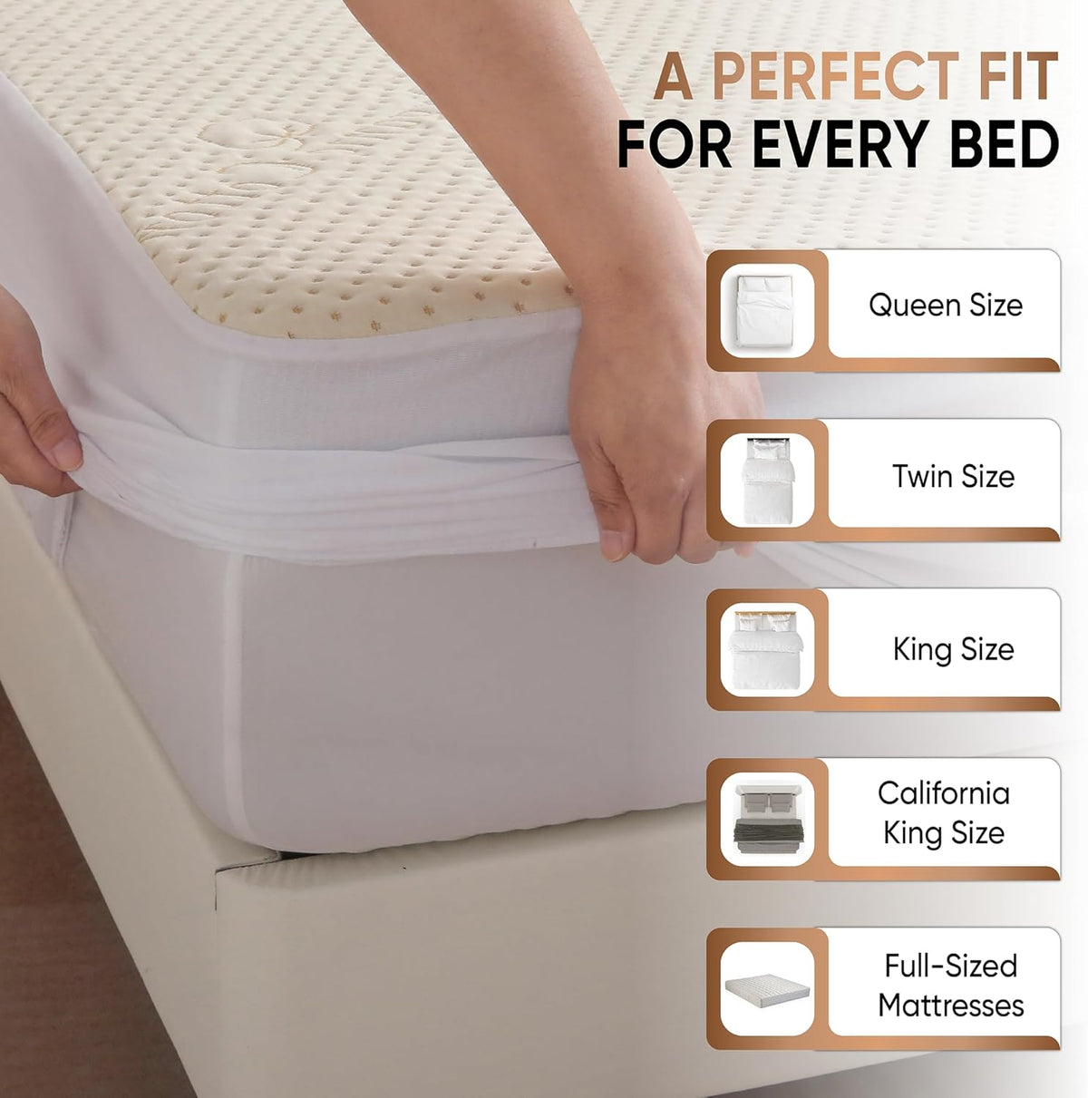 Luxury Waterproof Organic Mattress Protector Calif King - Organic Cotton Breathable Mattress Pad
