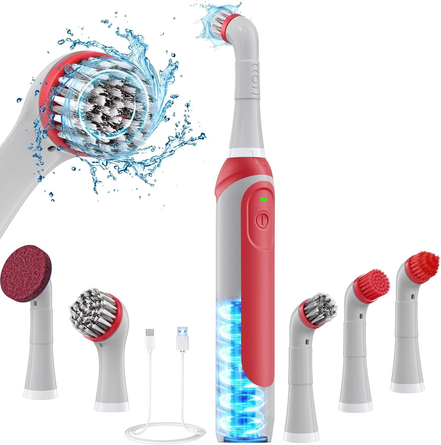 kHelfer Rechargeable Electric Grout Brush with Built-in Battery, Upgraded Stainless Steel Wire